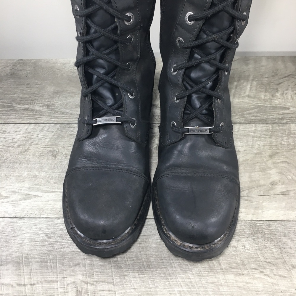 Women's HARLEY DAVIDSON Motorcycle D81489 Savannah Black Leather Boots Size 10 - Picture 5 of 11